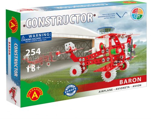 Alexander Toys Constructor Piros repülőgép modell fém építőjáték 1655A
