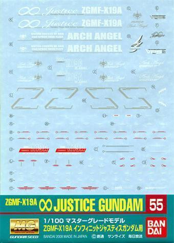 Bandai Gundam Decal ZGMF-X19A Infinite Justice Gundam matricacsomag 55 1/100 maketthez