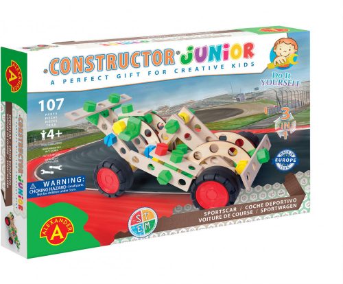 Alexander Toys Constructor Junior 3 az 1-ben sportkocsi fa építőjáték 2158A