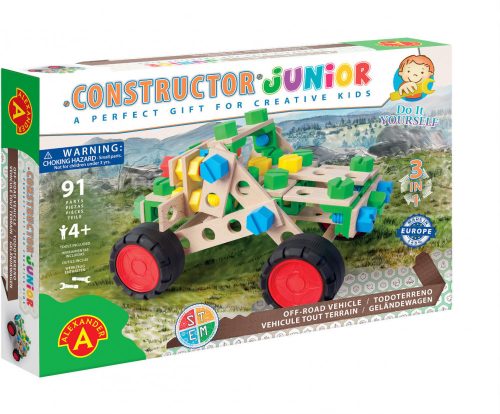 Alexander Toys Constructor Junior 3 az 1-ben terepjáró fa építőjáték 2160A