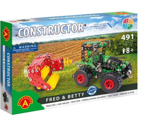 Alexander Toys Constructor Traktor szénabálázóval modell fém építőjáték 2162