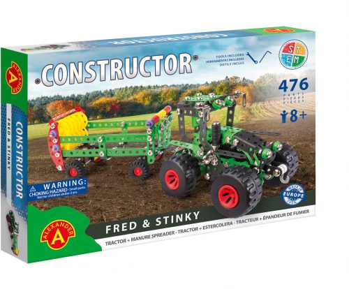 Alexander Toys Constructor Traktor trágyaszóróval modell fém építőjáték 2163A