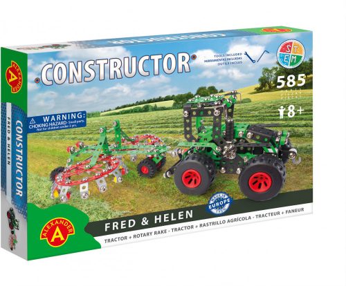 Alexander Toys Constructor Traktor modell forgó gereblyével fém építőjáték 2167