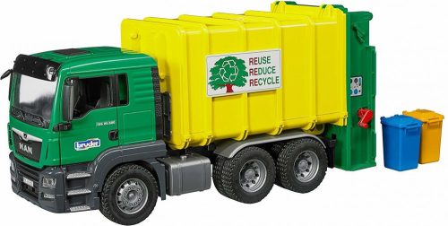 Bruder 03764 MAN TGS kukás autó zöld / sárga