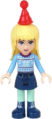 FRND225 LEGO® Minifigurák Friends Stephanie pulóverben, karácsonyi sapkával