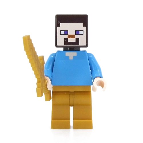 MIN074 LEGO® Minifigurák Minecraft™ Steve - Aranyszínű nadrágban karddal