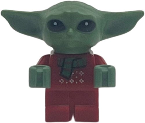 SW1173 LEGO® Minifigurák Din Grogu / A gyermek / 'Bébi Yoda' - Piros karácsonyi pulóverben, sállal